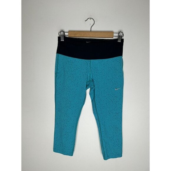 Nike Pro Dri Fit Workout Running Capri Cropped Leggings Pants Blue Size Small - Picture 3 of 10